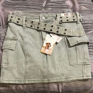 Stylish Denim Skirt with Belt